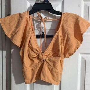 Lush Peach Tie-Front Crop Top